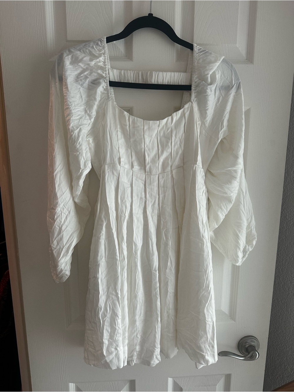 saltwater LUXE White Mini Dress with Puff Sleeves